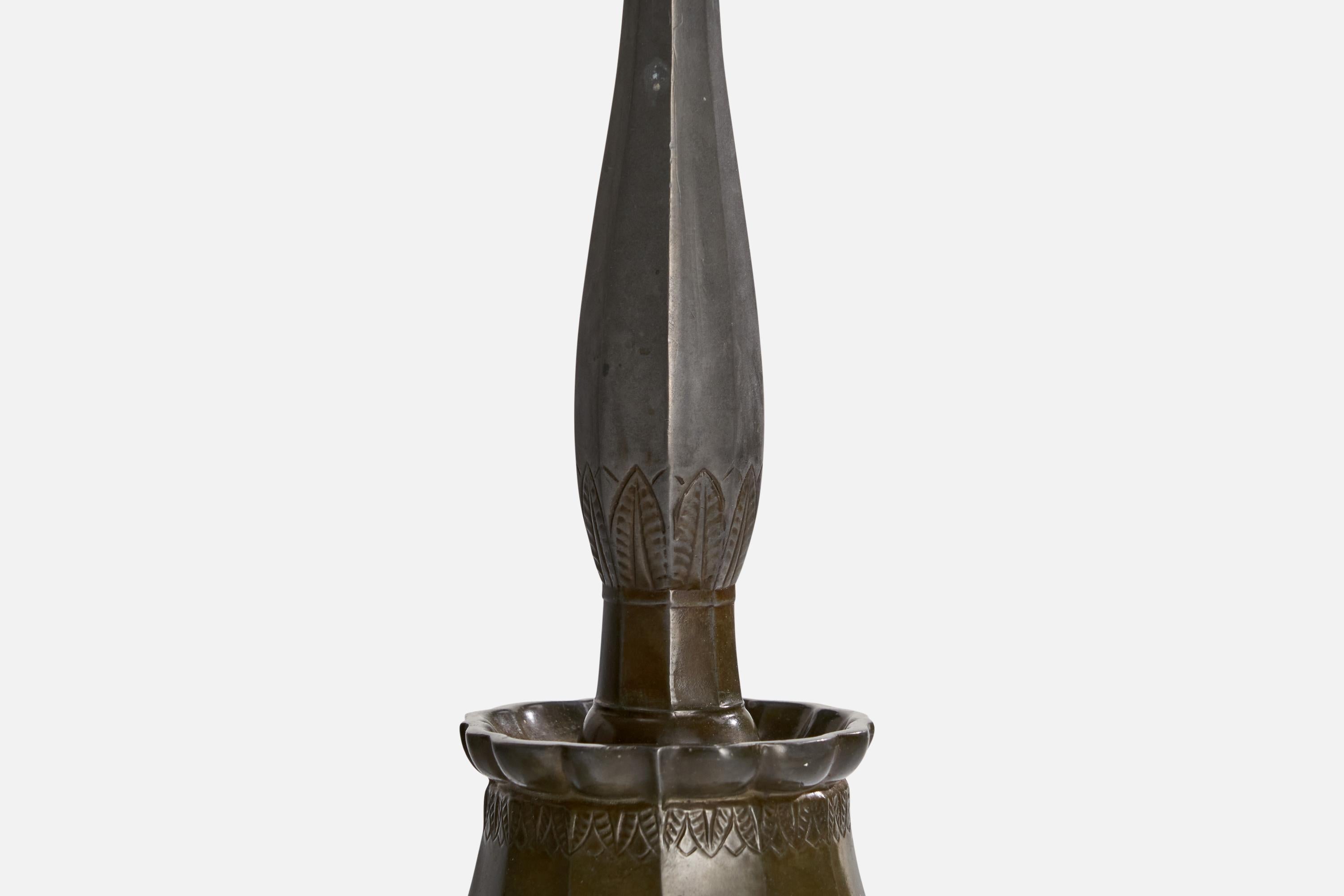 Just Andersen, Table Lamp, Disko Metal, Denmark, 1930s In Good Condition In High Point, NC