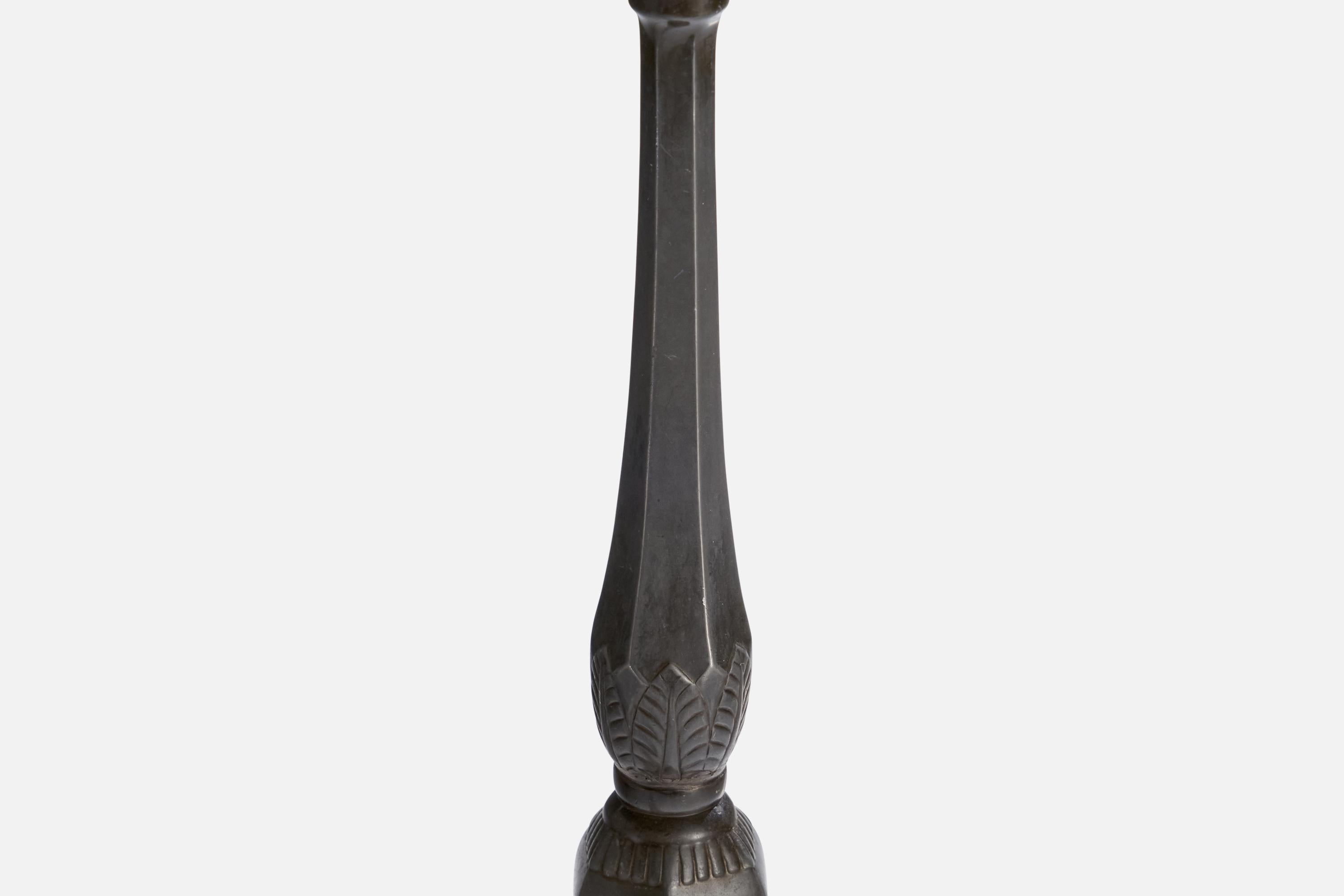 Just Andersen, Table Lamp, Disko Metal, Denmark, 1930s In Good Condition For Sale In High Point, NC