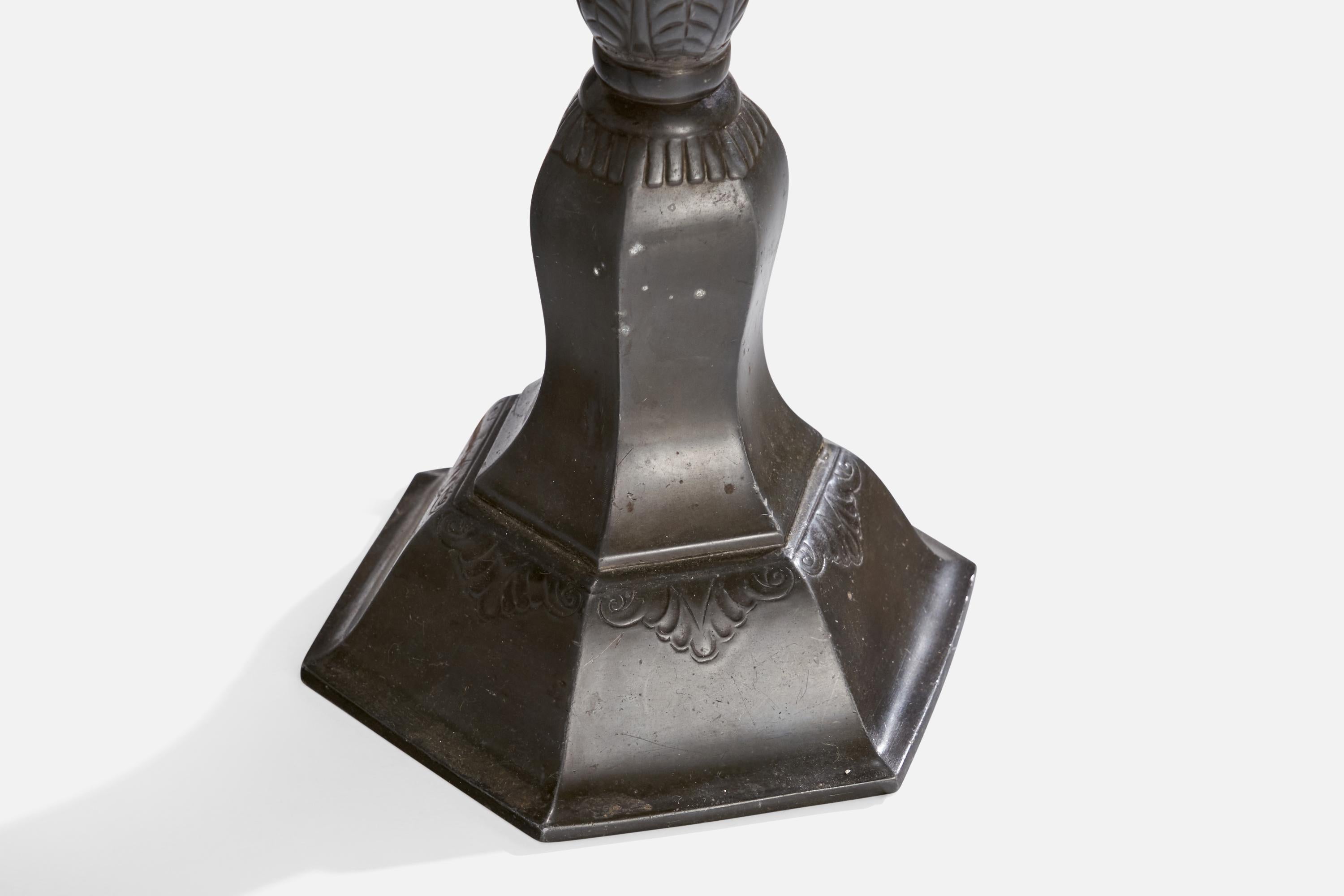 Mid-20th Century Just Andersen, Table Lamp, Disko Metal, Denmark, 1930s For Sale