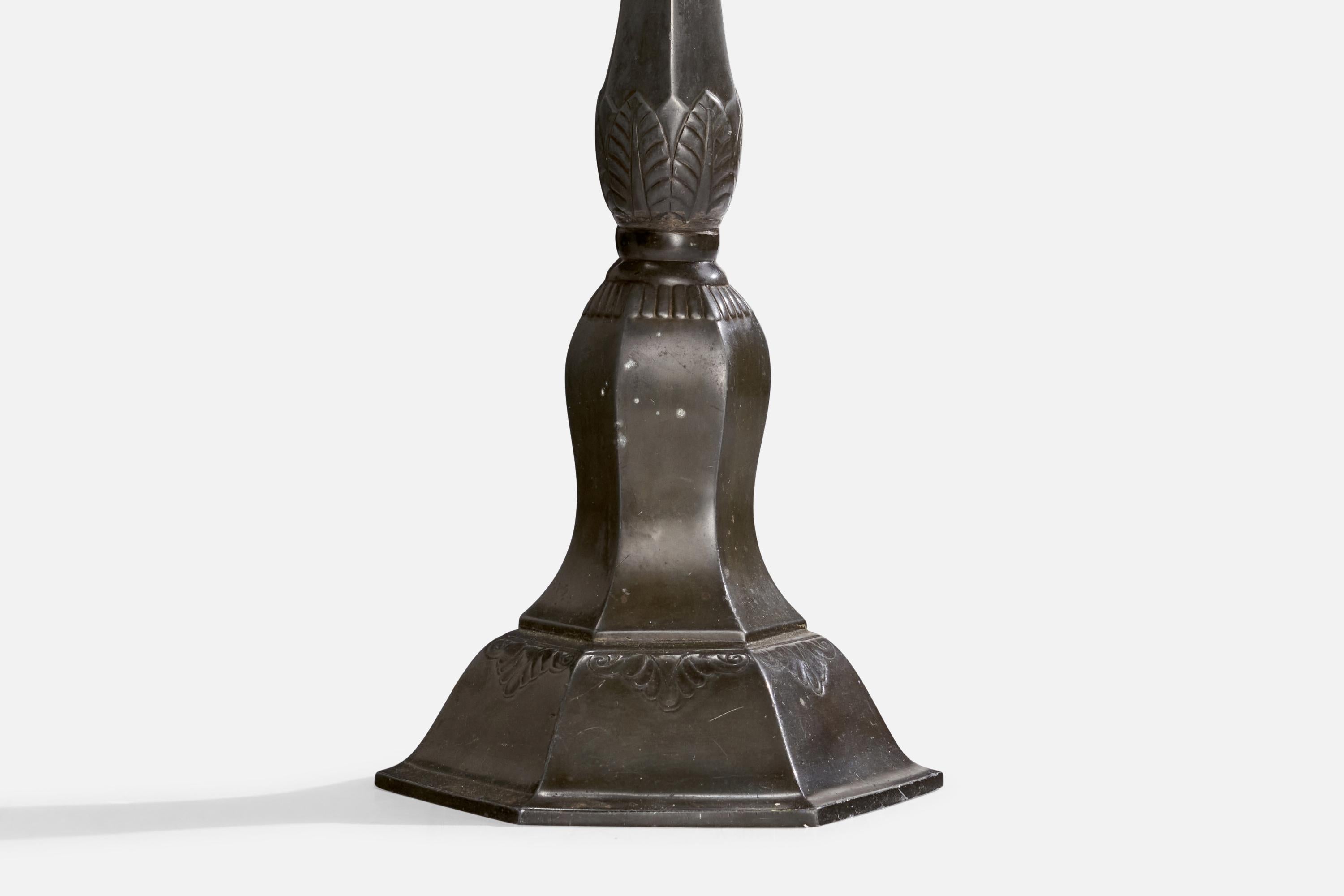 Just Andersen, Table Lamp, Disko Metal, Denmark, 1930s For Sale 1