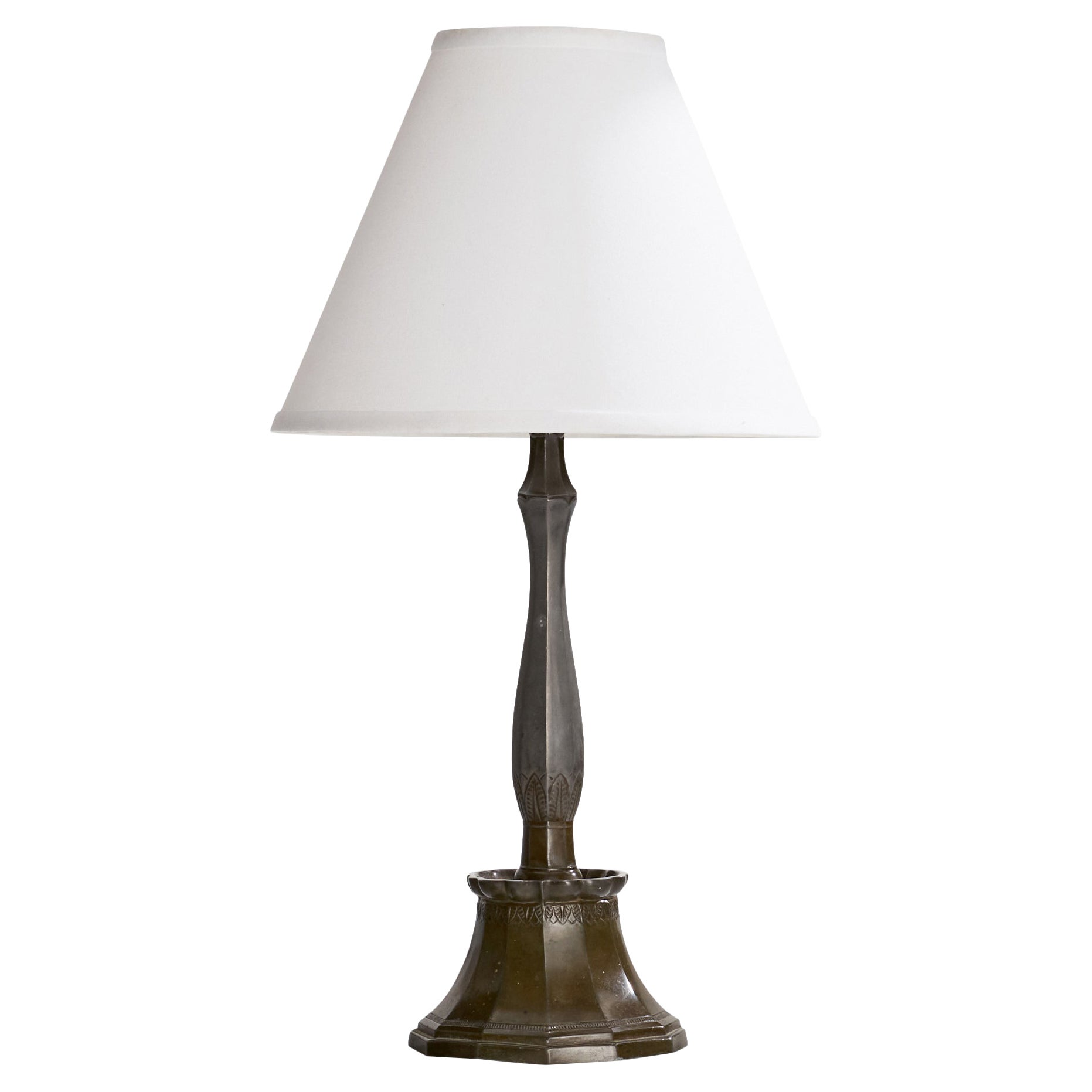 Just Andersen, Table Lamp, Disko Metal, Denmark, 1930s