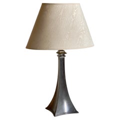 Just Andersen table lamp in tin with Vintage lamps shade of raw silk. 1930s