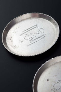 Just Andersen. Three small round bottle coasters in pewter, 1930s/40s