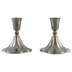 Just Andersen, Two Candlesticks in Pewter, 1940s