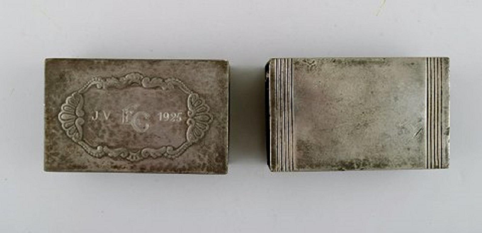 Art Deco Just Andersen, Two Matchbox Holders and a Vase in Pewter, 1930s For Sale