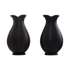 Just Andersen, Two Vases in Disko Metal, 1940s-1950s