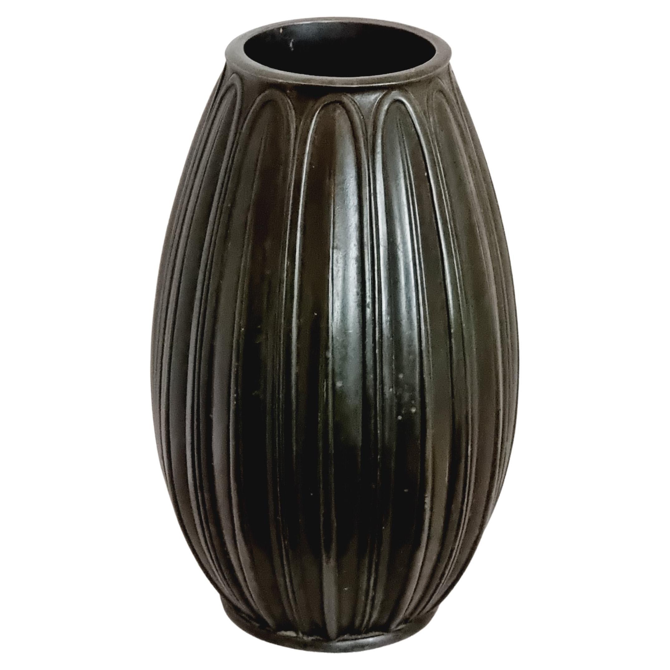Just Andersen, Vase Bronze Patinated Zinc, Art Deco