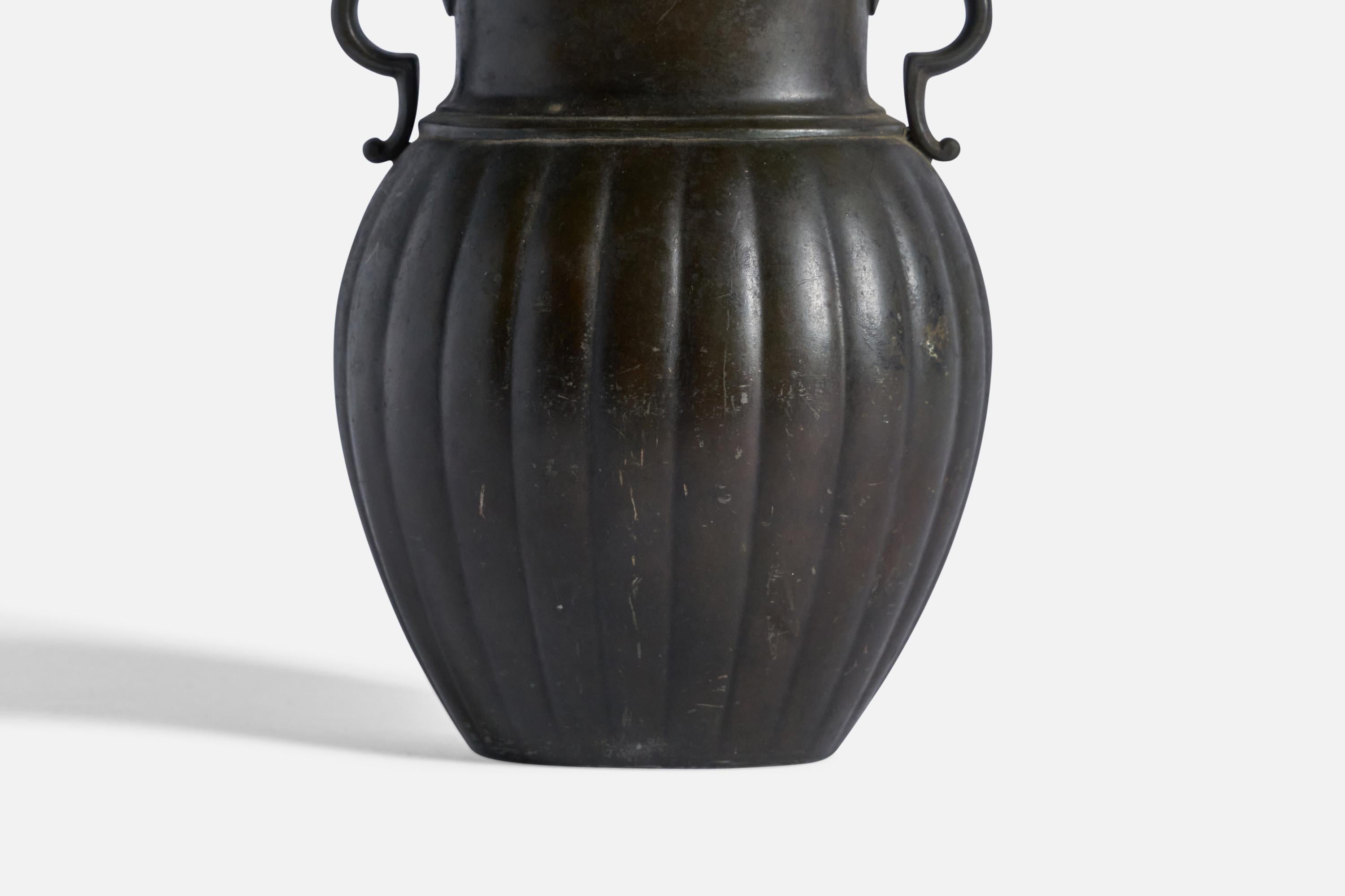 Danois Just Andersen, vase, métal Disko, Danemark, années 1940 en vente