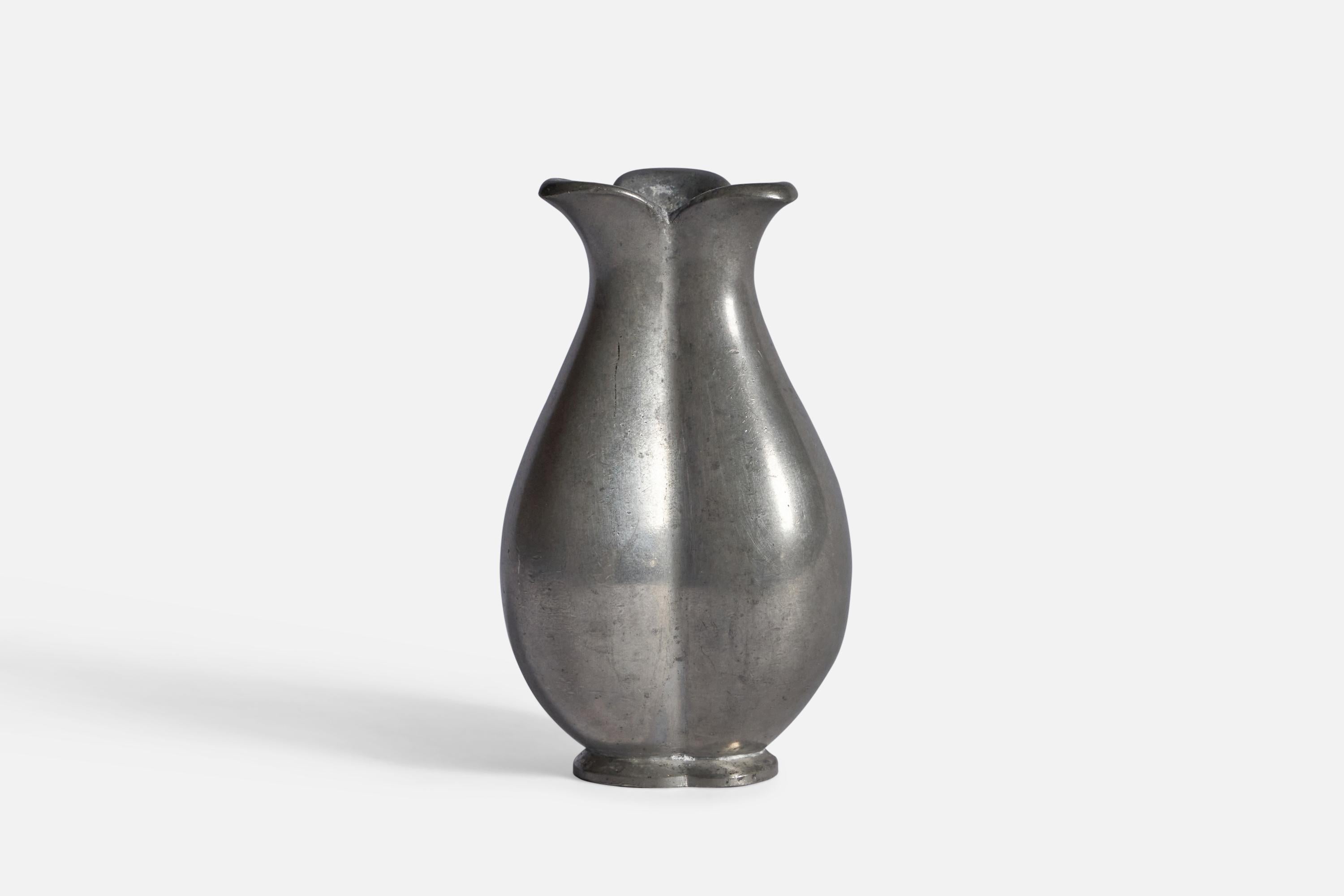 Mid-Century Modern Just Andersen, Vase, Pewter, Denmark, 1930s For Sale