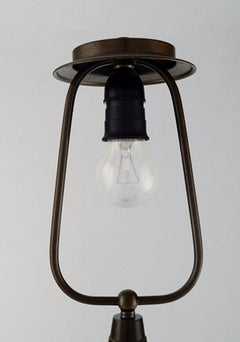 Just Andersen, Very Large Art Deco Table Lamp in Patinated "Disko" Metal
