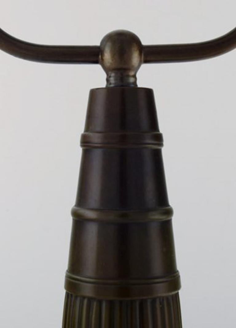 Just Andersen, Very Large Art Deco Table Lamp in Patinated 