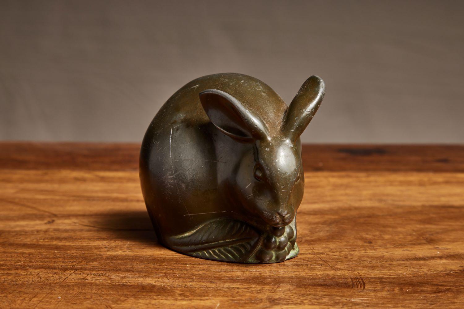 Just Andersen Bronze Rabbit from 1920s In Good Condition In San Marino, CA