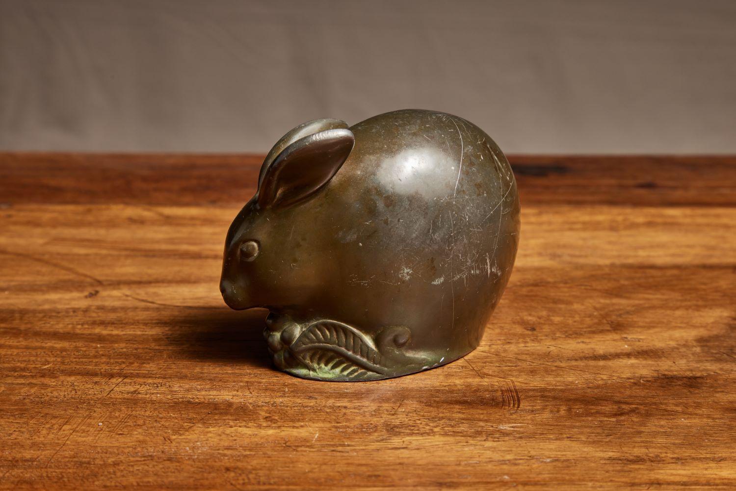 Early 20th Century Just Andersen Bronze Rabbit from 1920s