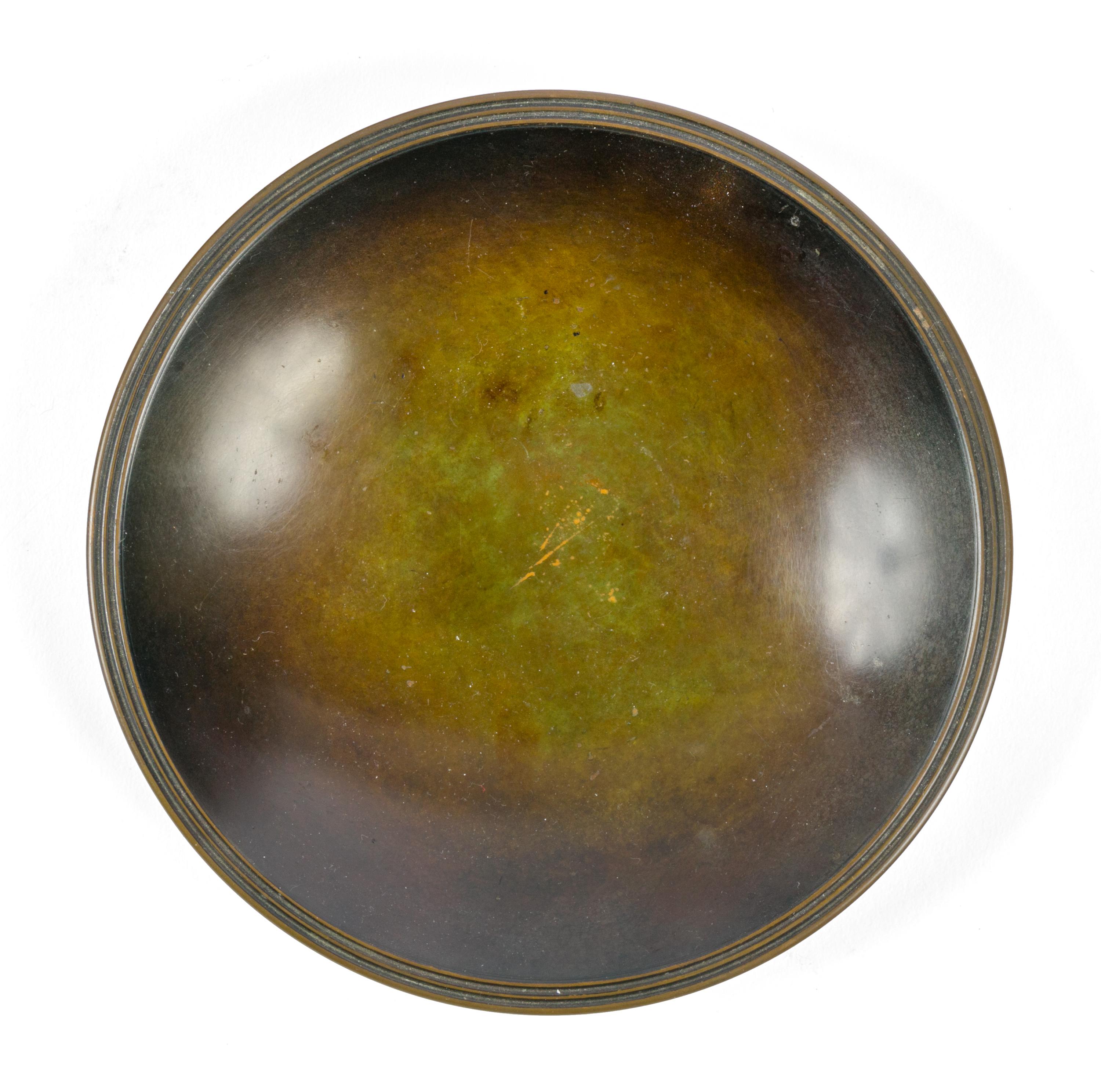 Scandinavian Modern Just Anderson Signed Patinated Bronze Dish or Bowl, Denmark, 1930s