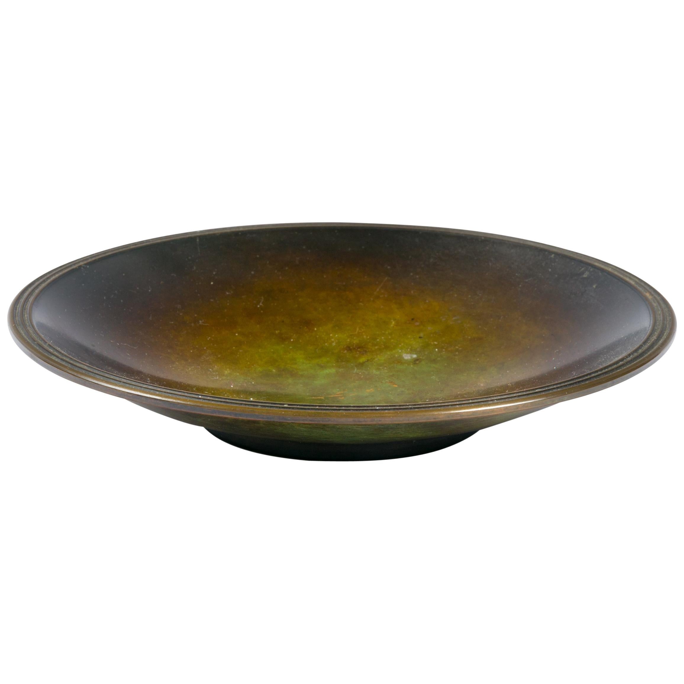 Just Anderson Signed Patinated Bronze Dish or Bowl, Denmark, 1930s