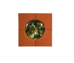 Just Another Day Quadratischer Wandspiegel mit Kunstlederrahmen von Oscar Maschera