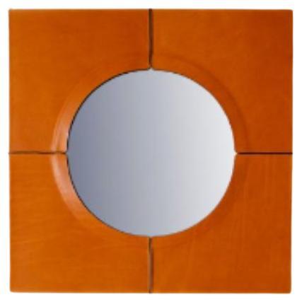 Just Another Day Square Wall Mirror with Faux Leather Frame by Oscar Maschera