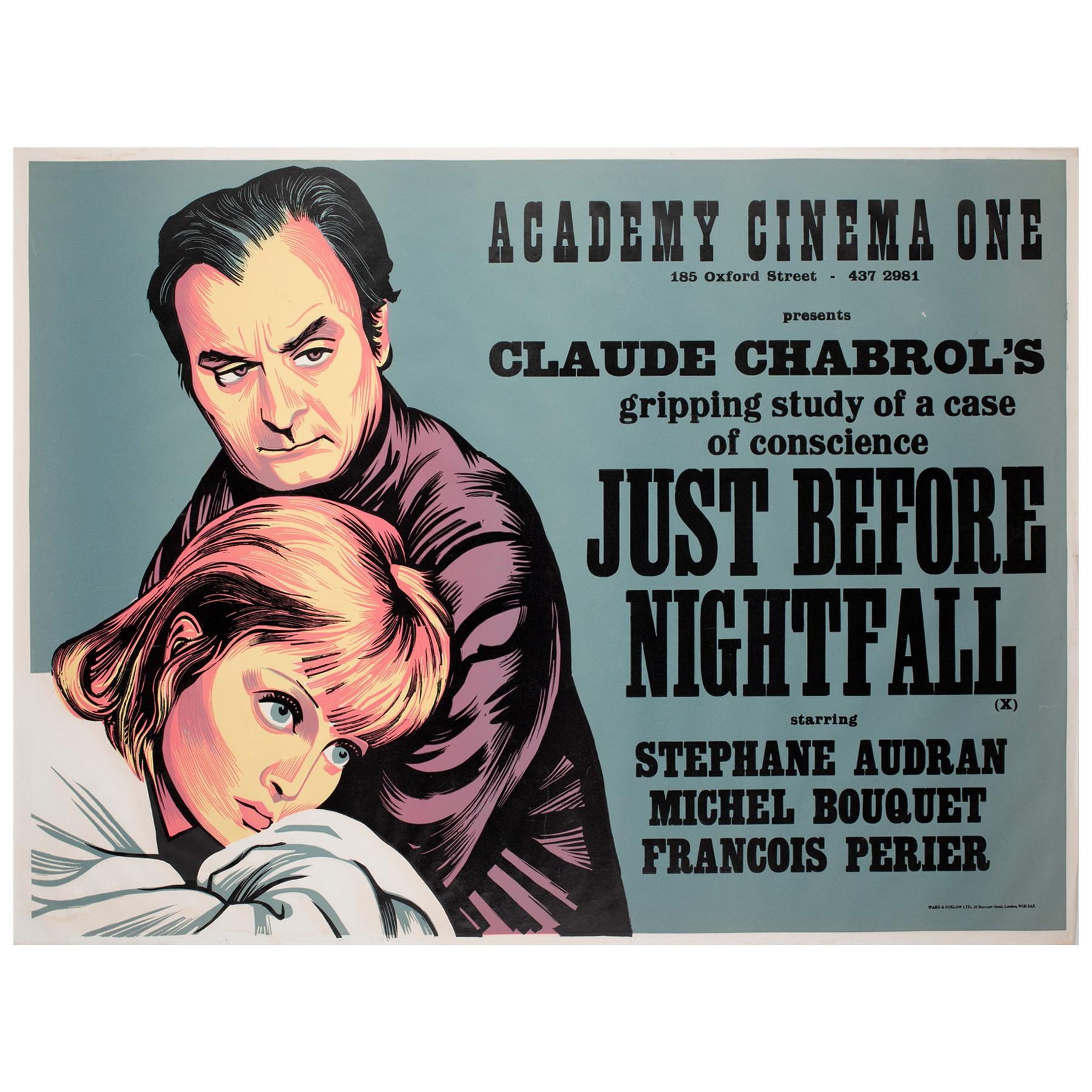 Just Before Nightfall 1973 Academy Cinema London UK Quad Film Poster, Strausfeld For Sale