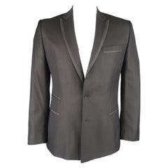 Just Cavalli 42 Noir Laine mélangée Satin Piping Peak Lapel Sport Coat Jacket