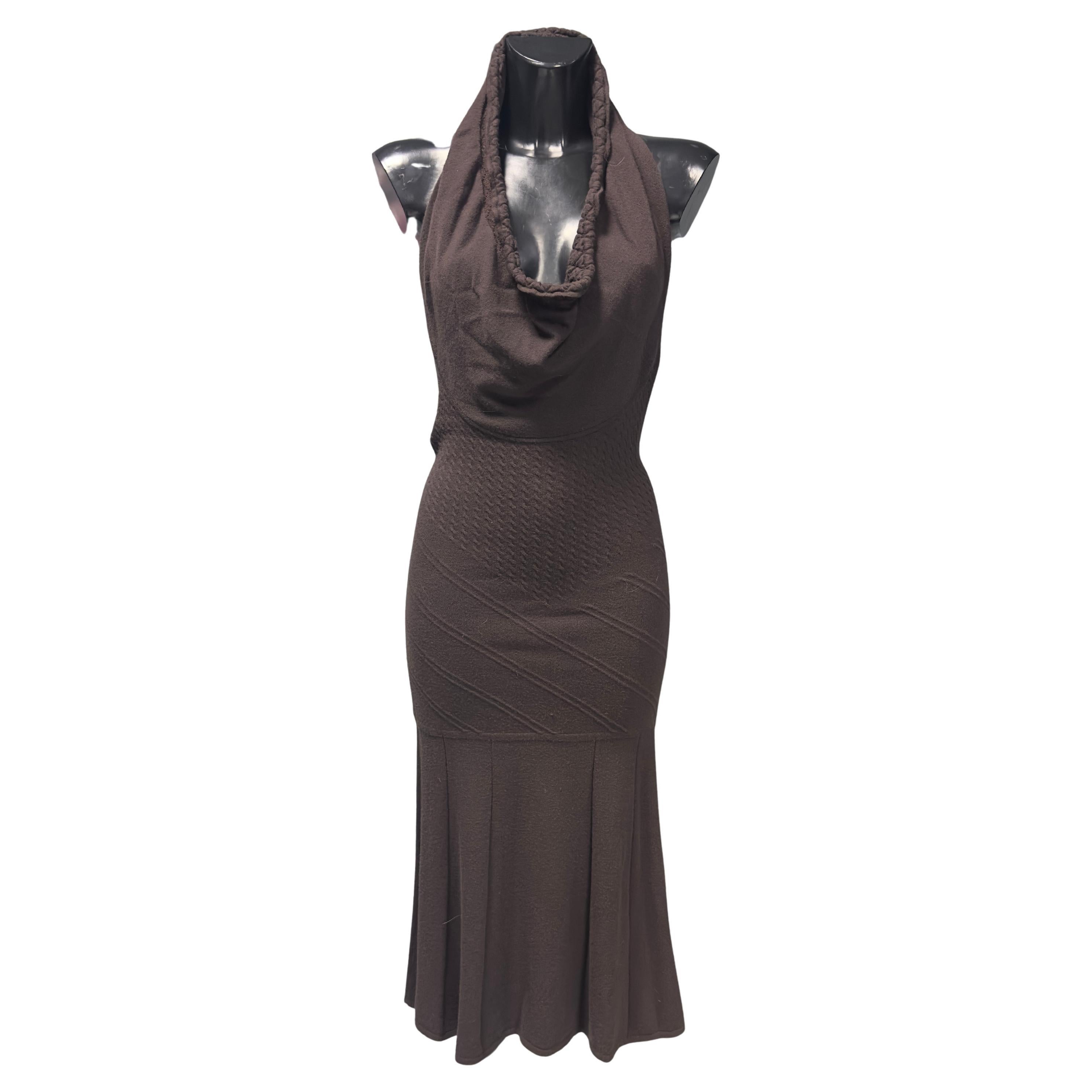 Just Cavalli brown halter dress with open back - 2000s