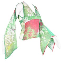 Just Cavalli Asian Long Cut Out Kimono Sleeve Green Modal Jersey Top