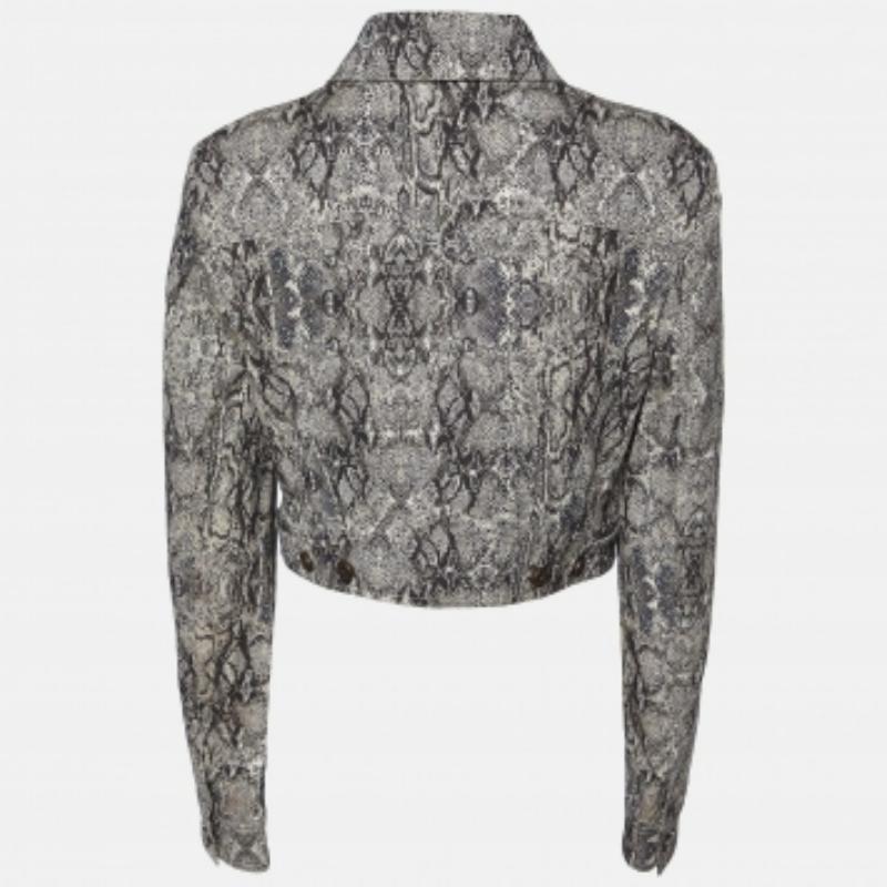 Just Cavalli Veste croisée en coton beige à motif animalier M. Pour femmes en vente