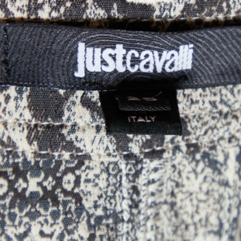 Just Cavalli Falda Ajustada de Algodón con Estampado de Animales Beige S en venta 1