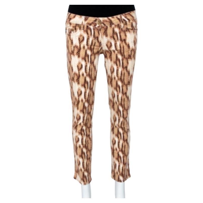 Just Cavalli Beige Animal Printed Denim Jeans M For Sale