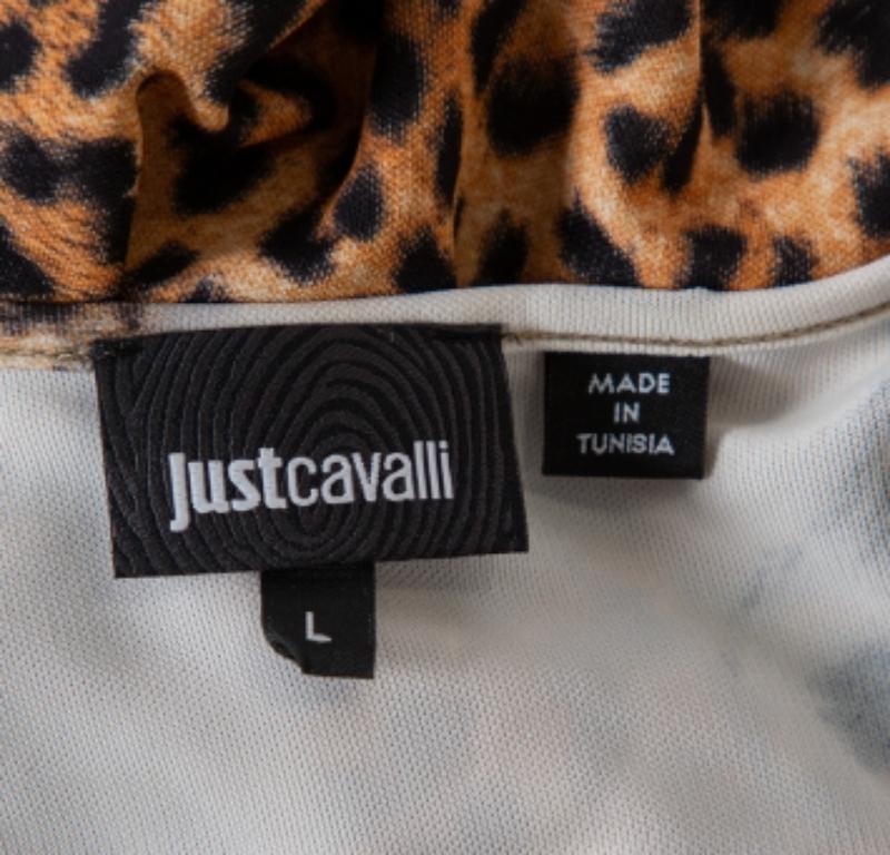 Just Cavalli Beige Animal Printed Knit Tank Top L For Sale 1