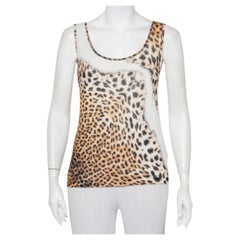 Just Cavalli Beige Animal Printed Knit Tank Top L