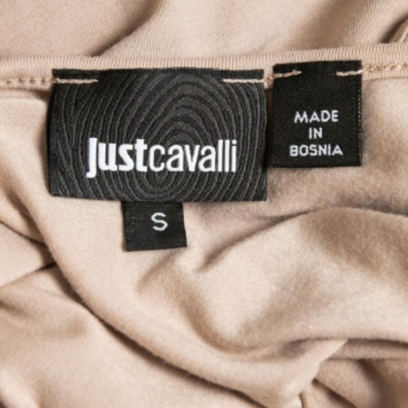 Just Cavalli Top sin mangas de punto estampado beige S en Bueno estado para la venta en Dubai, Al Qouz 2