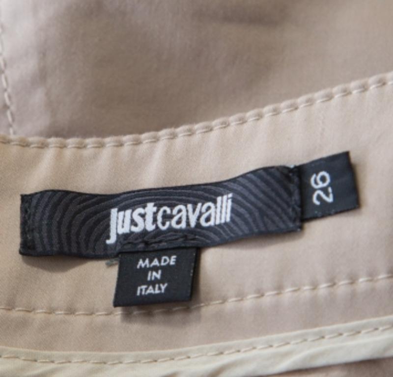 Juste Cavalli  Mini-short en coton extensible beige à bordures contrastées S Excellent état - En vente à Dubai, Al Qouz 2