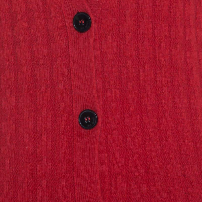 Just Cavalli Bicolor Textured Knit Wool Button Front Cardigan XS In Good Condition In Dubai, Al Qouz 2