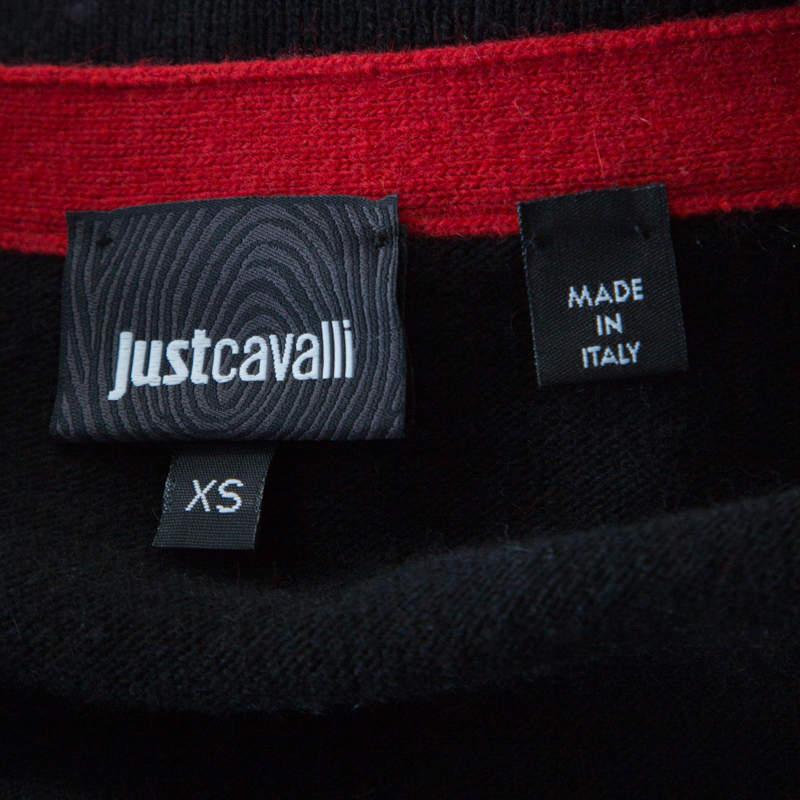 Just Cavalli Bicolor Textured Knit Wool Button Front Cardigan XS 2