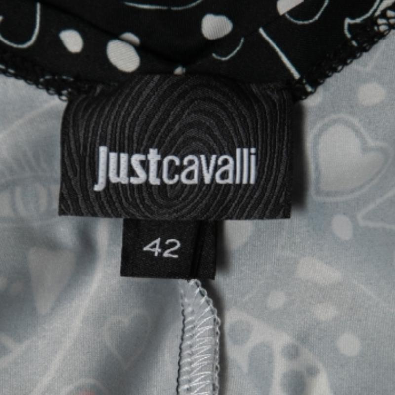 Just Cavalli Black  All-Over Print Stretch Nylon Mini Dress M In Good Condition For Sale In Dubai, Al Qouz 2