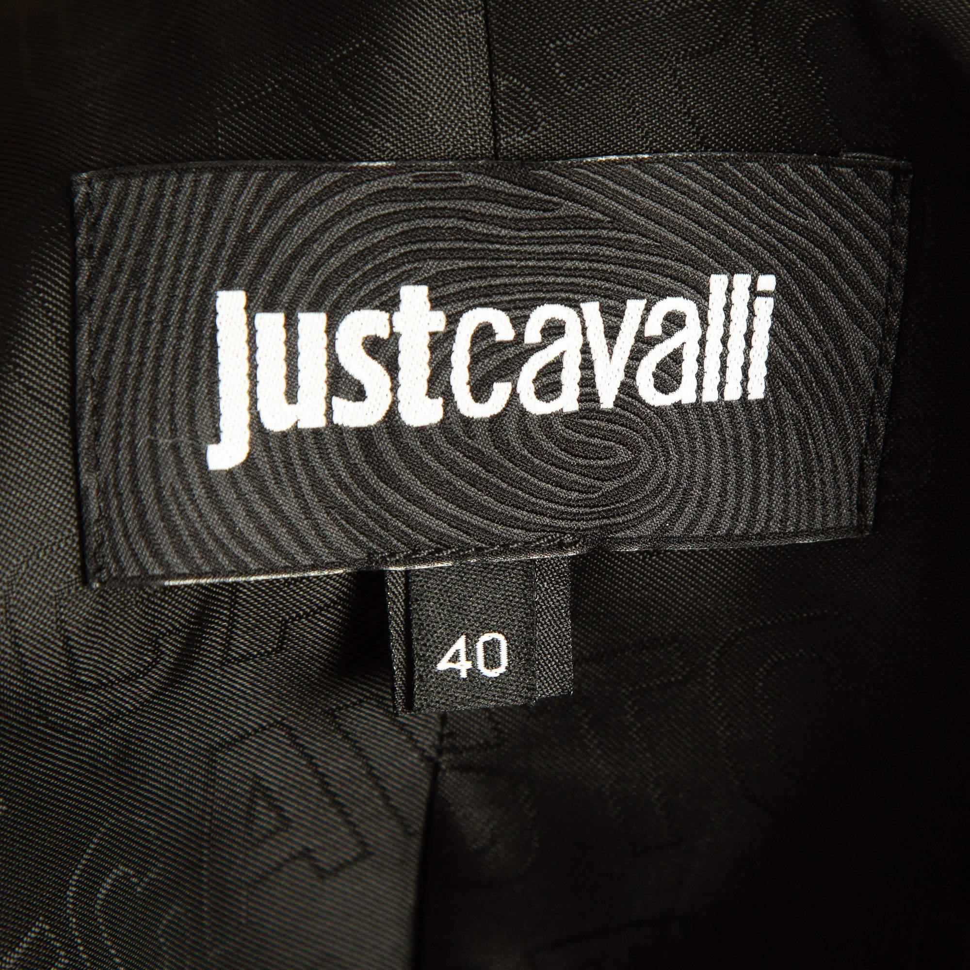 Women's Just Cavalli Black Brocade Satin Trimmed Blazer S For Sale