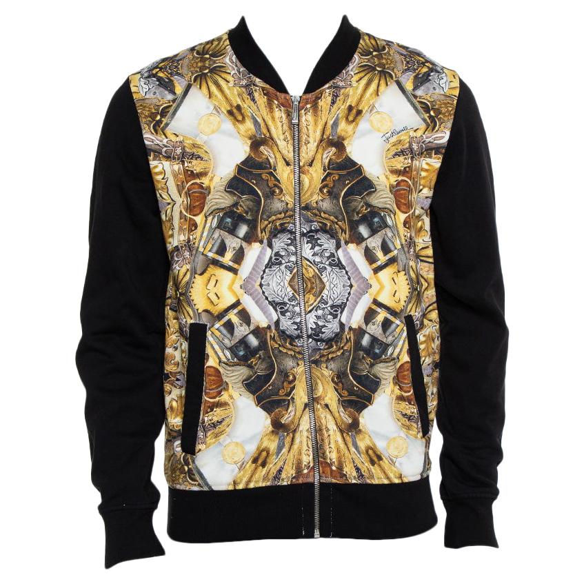 Just Cavalli Black Cotton Duel Print Fleece Zip Jacket S