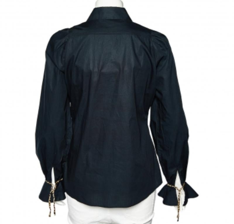 Nero Just Cavalli - Camicia in cotone nero con stampa leopardo e bottoni sul davanti L.L.A.