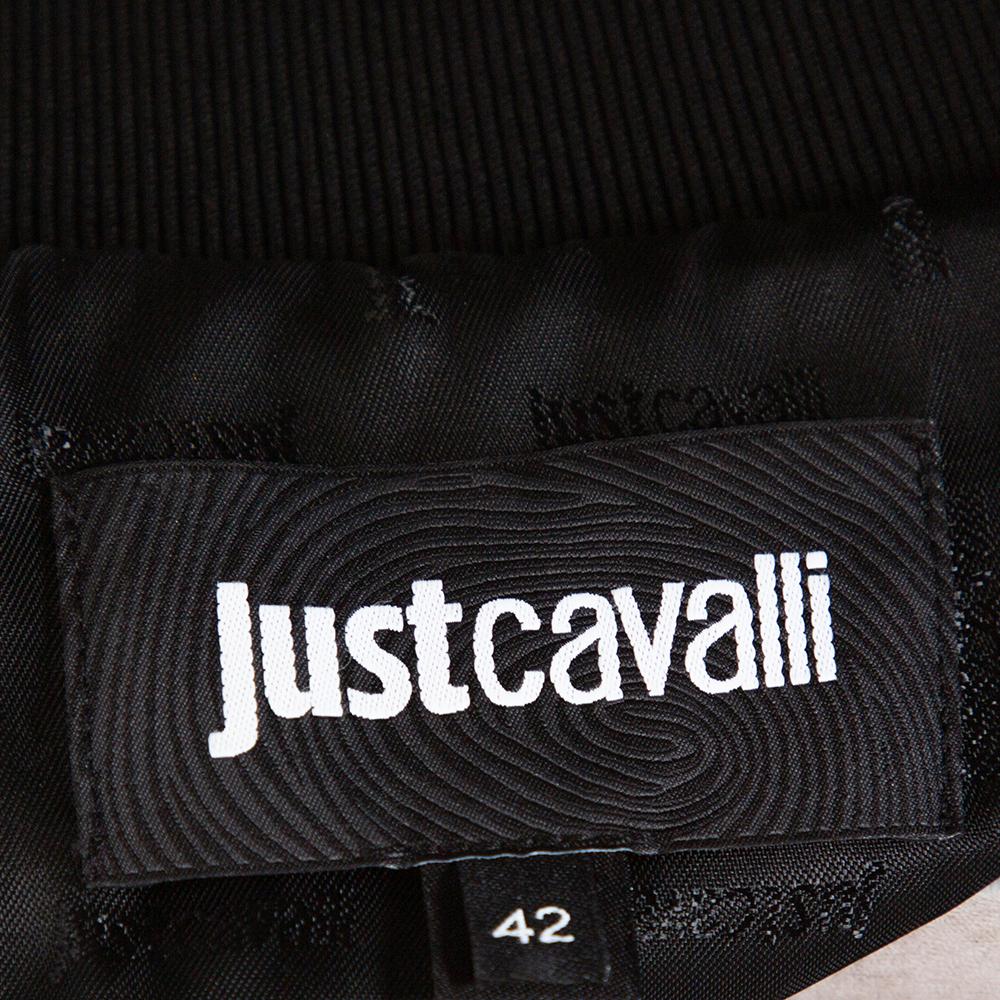 Just Cavalli Black Crepe Embellished Bomber Jacket M 1
