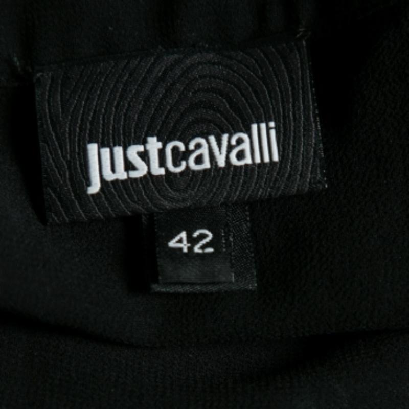 Just Cavalli Schwarzer Krepp plissiert vorne Krawatte Detail ärmelloses Top M Damen im Angebot
