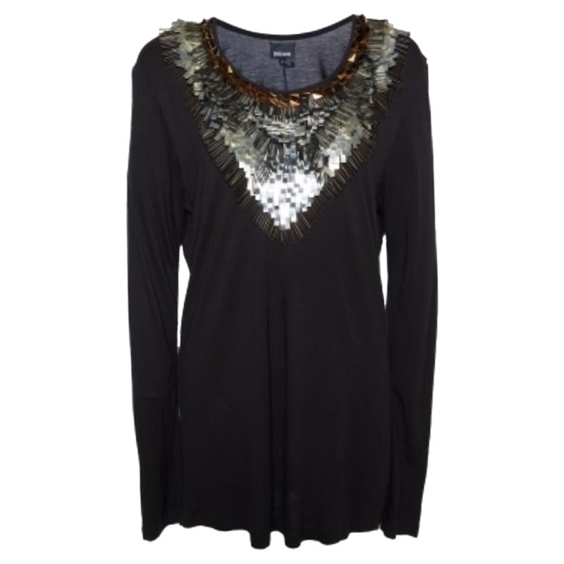 Just Cavalli Camiseta de manga larga negra con cristales M