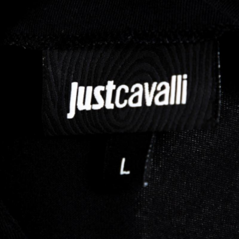 Just Cavalli Black Crystal Embellished Long Sleeve Top L In Good Condition For Sale In Dubai, Al Qouz 2