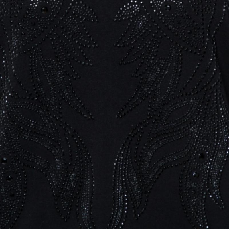 Women's Just Cavalli Black Crystal Embellished Long Sleeve Top L For Sale