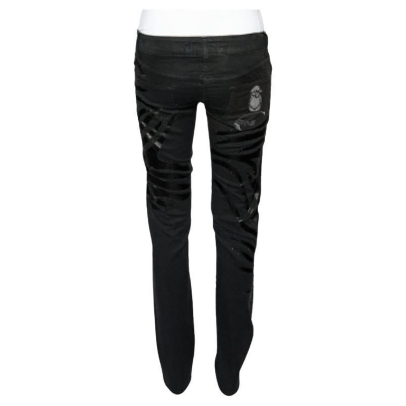 Just Cavalli Black Denim Crystal Embellished Slim Fit Jeans M