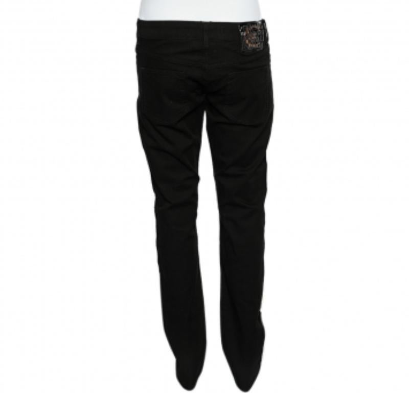 Just Cavalli Black Denim Sequin Embellished Jeans M In Excellent Condition In Dubai, Al Qouz 2