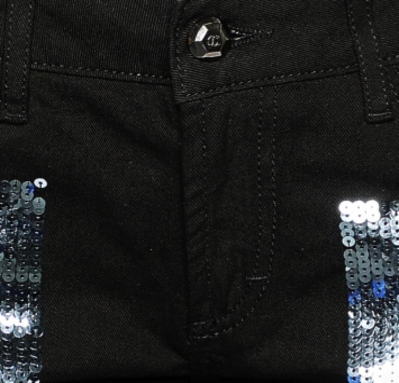 Just Cavalli Black Denim Sequin Embellished Jeans M 1