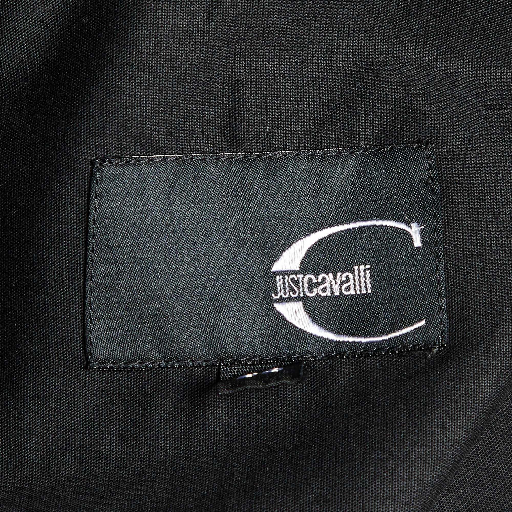 Just Cavalli - Camicia abbottonata in cotone nero ricamato XXXL In condizioni buone in vendita a Dubai, Al Qouz 2