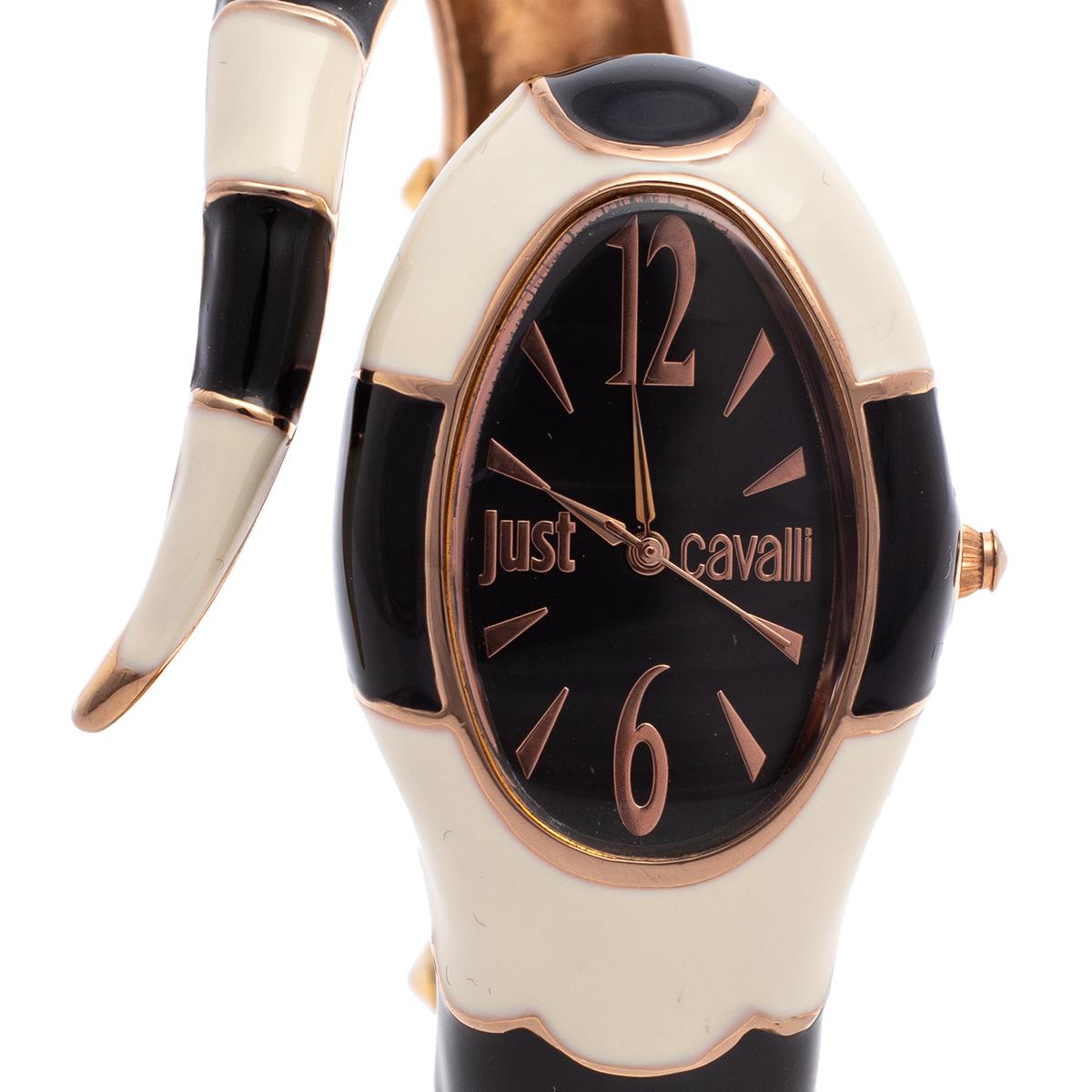 Contemporary Just Cavalli Black Enamel Metal Poison 7253153506 Women's Wristwatch 27 mm