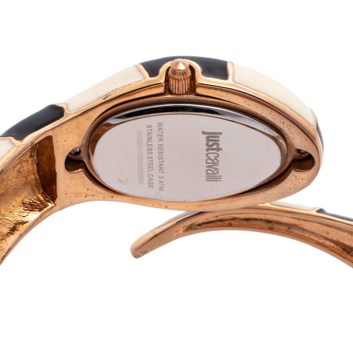 Just Cavalli Black Enamel Metal Poison 7253153506 Women's Wristwatch 27 mm In Good Condition In Dubai, Al Qouz 2