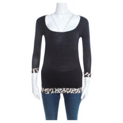 Just Cavalli - Maglietta a girocollo in jersey nero con stampa di animali - T S